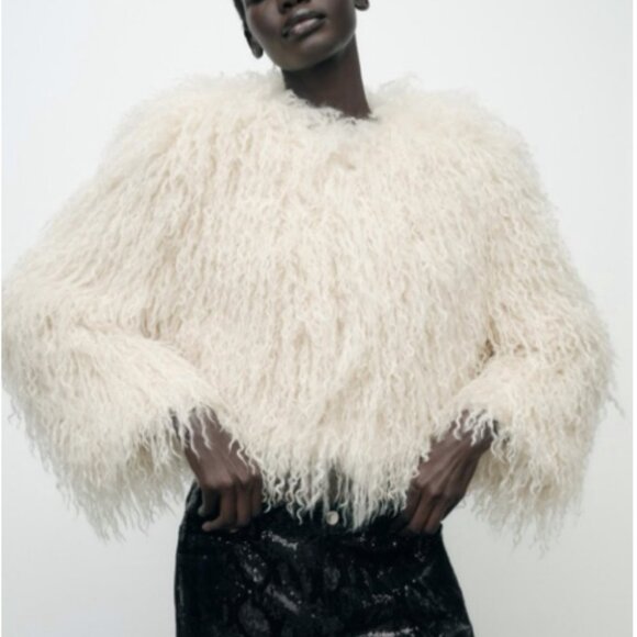 Zara Faux Fur Coat S - Picture 1 of 6